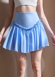 Push Up Blue Ruffled Tummy Control Gym Sports Skirts
