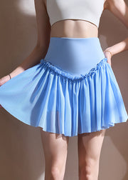 Push Up Blue Ruffled Tummy Control Gym Sports Skirts