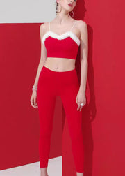 Push Up Red High Waist Sports Bra And Leggings Set Suit Running Leggings