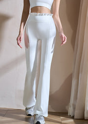 Push Up White Ruffled Flare Yoga Pants