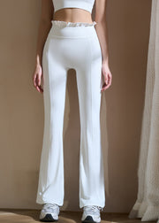 Push Up White Ruffled Flare Yoga Pants