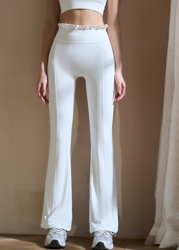 Push Up White Ruffled Flare Yoga Pants