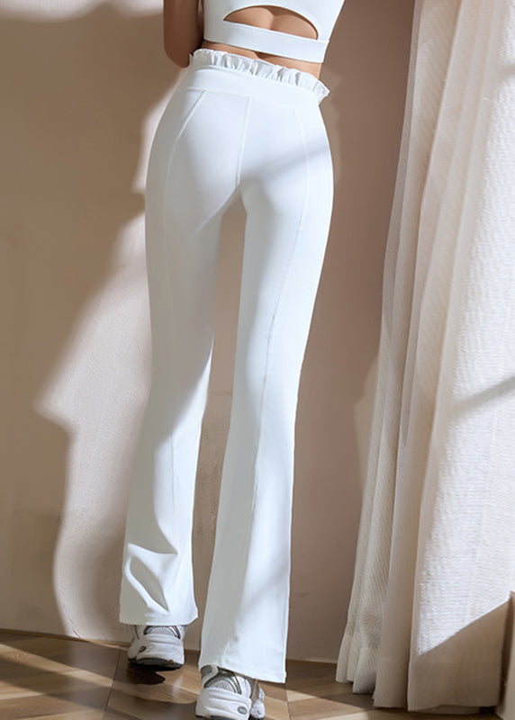 Push Up White Ruffled Flare Yoga Pants