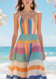 Rainbow Patchwork Lace Cotton Pleated Dresses Exra Large Hem Summer