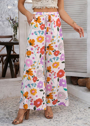 Rainbow Print Tie Waist Vacation Trousers Dresses