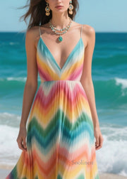 Rainbow Tie Dye Chiffon Cami Dress Ruffled Exra Large Hem Summer