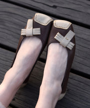 Red Comfy Cowhide Leather Splicing Penny Loafers