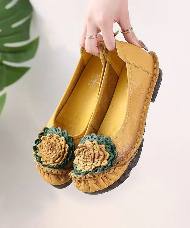 Red Flat Shoes For Women Comfortable Splicing Floral soolinen shoes-20251
