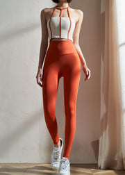 Red Hollow Out Sports Bra And Leggings Set Suit