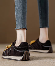 Red Lace Up Platform Suede Casual Splicing Flats