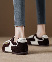 Red Lace Up Platform Suede Fashion Splicing Flat Shoes