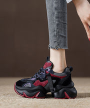 Red Lace Up Splicing Stylish Suede Platform Sport Shoes