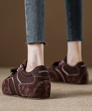 Red Lace Up Splicing Suede Platform New Flat Feet Shoes