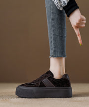 Red Lace Up Suede Splicing Casual Platform Flat Shoes