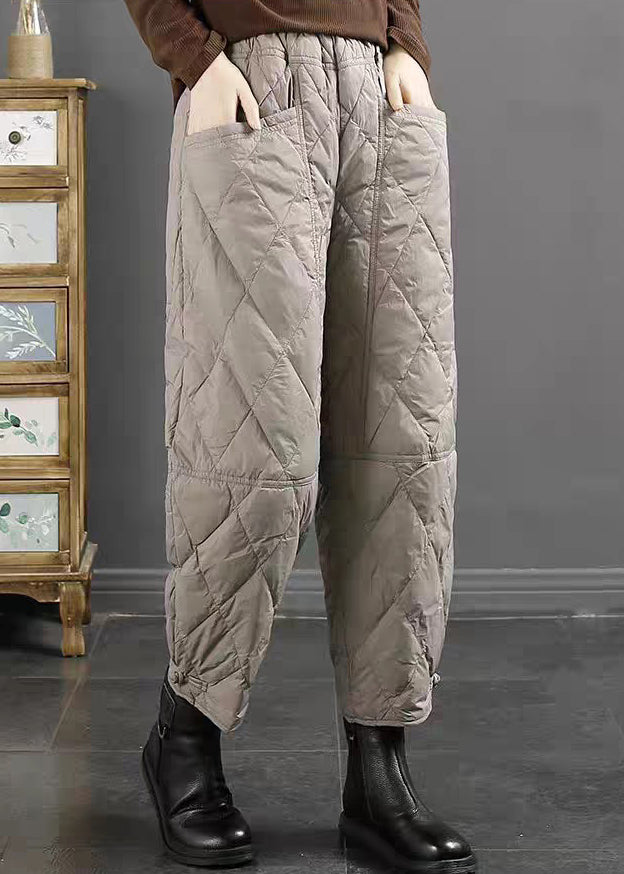 Red Original Design Thick Fine Cotton Filled Crop Pants