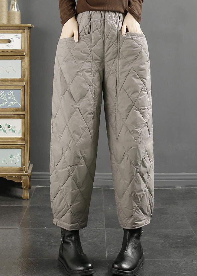 Red Original Design Thick Fine Cotton Filled Crop Pants