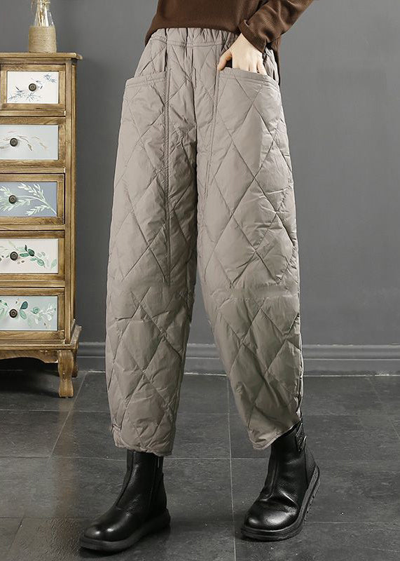 Red Original Design Thick Fine Cotton Filled Crop Pants