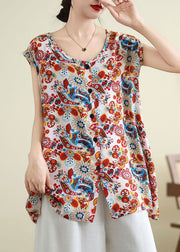 Red Patchwork Side Open Vest Sleeveless