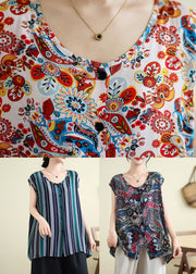 Red Patchwork Side Open Vest Sleeveless