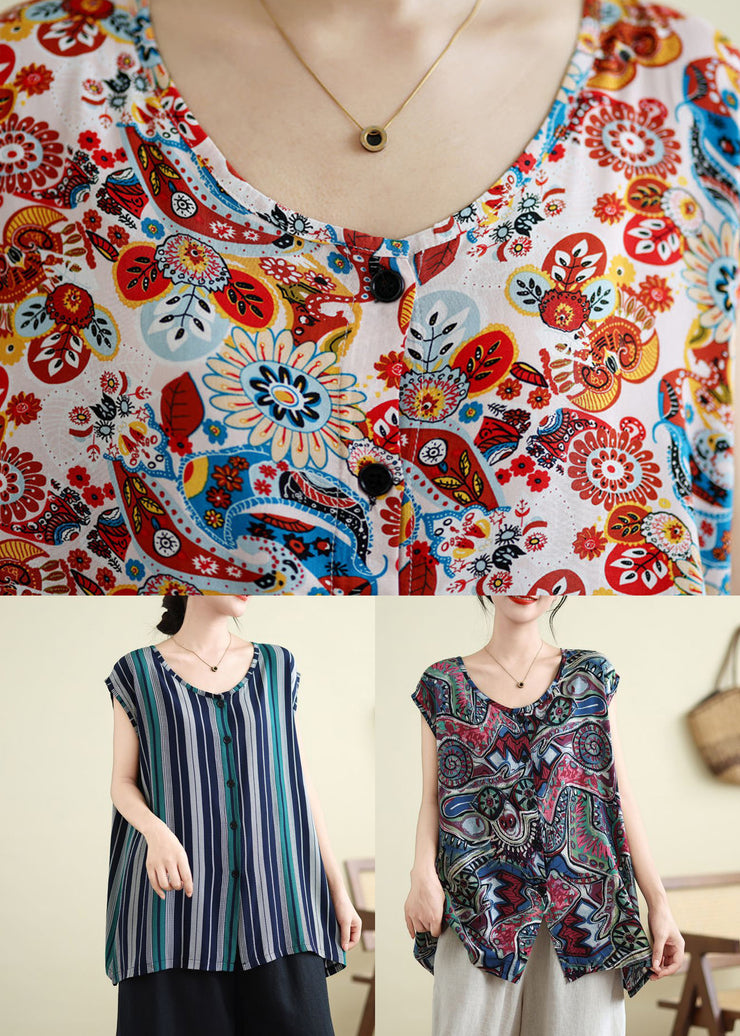 Red Patchwork Side Open Vest Sleeveless