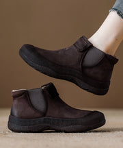 Red Platform Cowhide Leather Comfy Splicing Boots