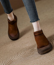 Red Platform Cowhide Leather Comfy Splicing Boots