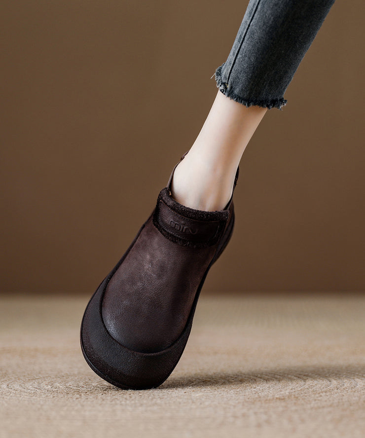 Red Platform Cowhide Leather Comfy Splicing Boots