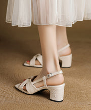 Red Sheepskin Splicing Chunky Sandals Peep Toe