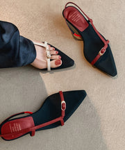 Red Splicing Kitten Sandals Pointed Toe Peep Toe