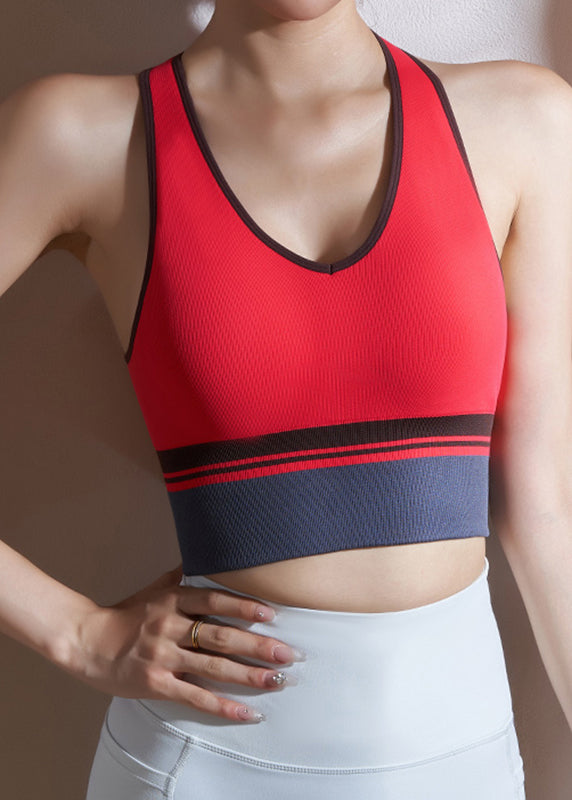 Red Striped Patchwork Gymshark Sports Bra