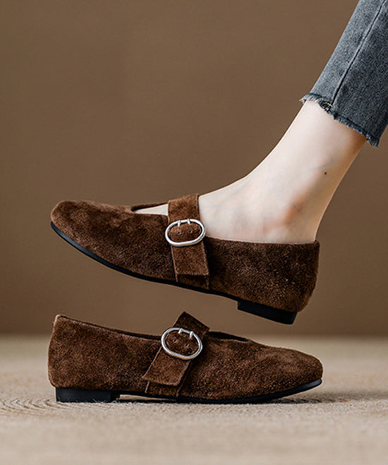 Red Suede Fashion Buckle Strap Splicing Loafer Shoes