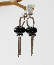 Regular Red Copper Jade Tassel Drop Earrings