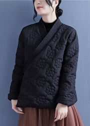 Retro Beige Lace Up Stereoscopic Floral Fine Cotton Filled Jackets Spring