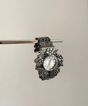 Retro Black Metal Floral Hollow Out Watches