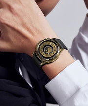 Retro Black Stainless Steel Eight-Diagram-Shaped Appetizer Waterproof Watches