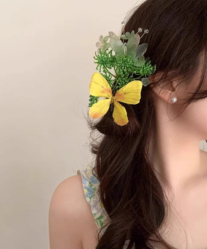Retro Blue Alloy Butterfly Floral Hairpin