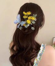 Retro Blue Alloy Butterfly Floral Hairpin
