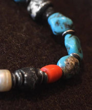 Retro Blue Sterling Silver Pearl Coloured Glaze Charm Bracelet