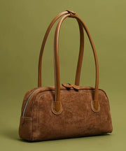Retro Brown Solid Durable Faux Leather Womens Shoulder Bags