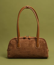 Retro Brown Solid Durable Faux Leather Womens Shoulder Bags