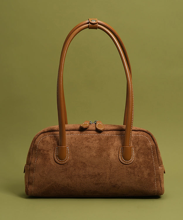 Retro Brown Solid Durable Faux Leather Womens Shoulder Bags