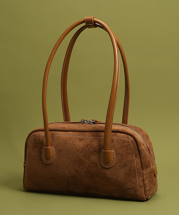 Retro Brown Solid Durable Faux Leather Womens Shoulder Bags