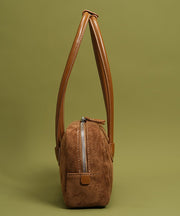 Retro Brown Solid Durable Faux Leather Womens Shoulder Bags