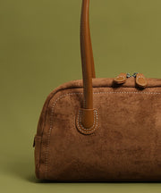 Retro Brown Solid Durable Faux Leather Womens Shoulder Bags