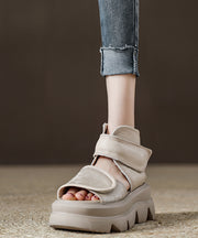 Retro Chocolate Splicing Platform Sandals Peep Toe