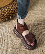 Retro Chocolate Splicing Platform Sandals Peep Toe