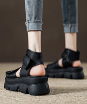 Retro Chocolate Splicing Platform Sandals Peep Toe