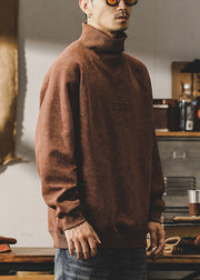 Retro Coffee Turtleneck Tie Dye Cotton Mens Sweatshirts Fall