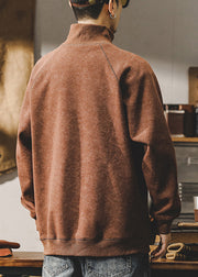 Retro Coffee Turtleneck Tie Dye Cotton Mens Sweatshirts Fall