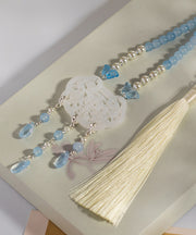 Retro Colorblock Copper Overgild Pearl Colored Glaze Resin Tassel Pendant Necklace